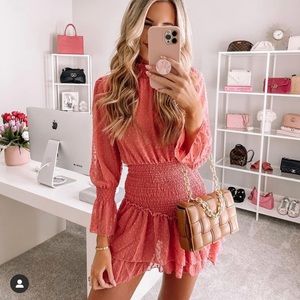 GOODNIGHT MACAROON INCA RUCHED FRILLED MINI DRESS